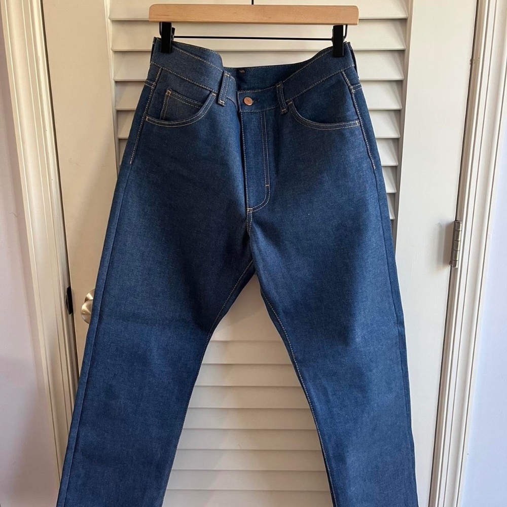 men’s blue ACNE STUDIOS selvedge jeans (“32x32” but fits more like ~“31x29.5")